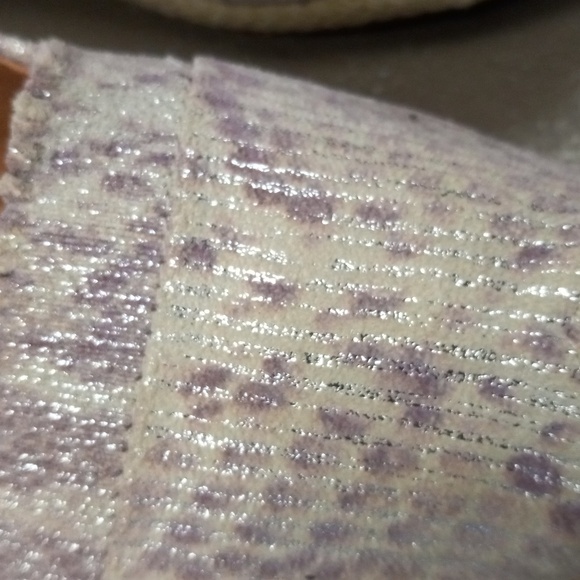 Gentle Souls by Kenneth Cole Cream& Lavender with Silver Shimmer Open Toe Wedges - Picture 2 of 13